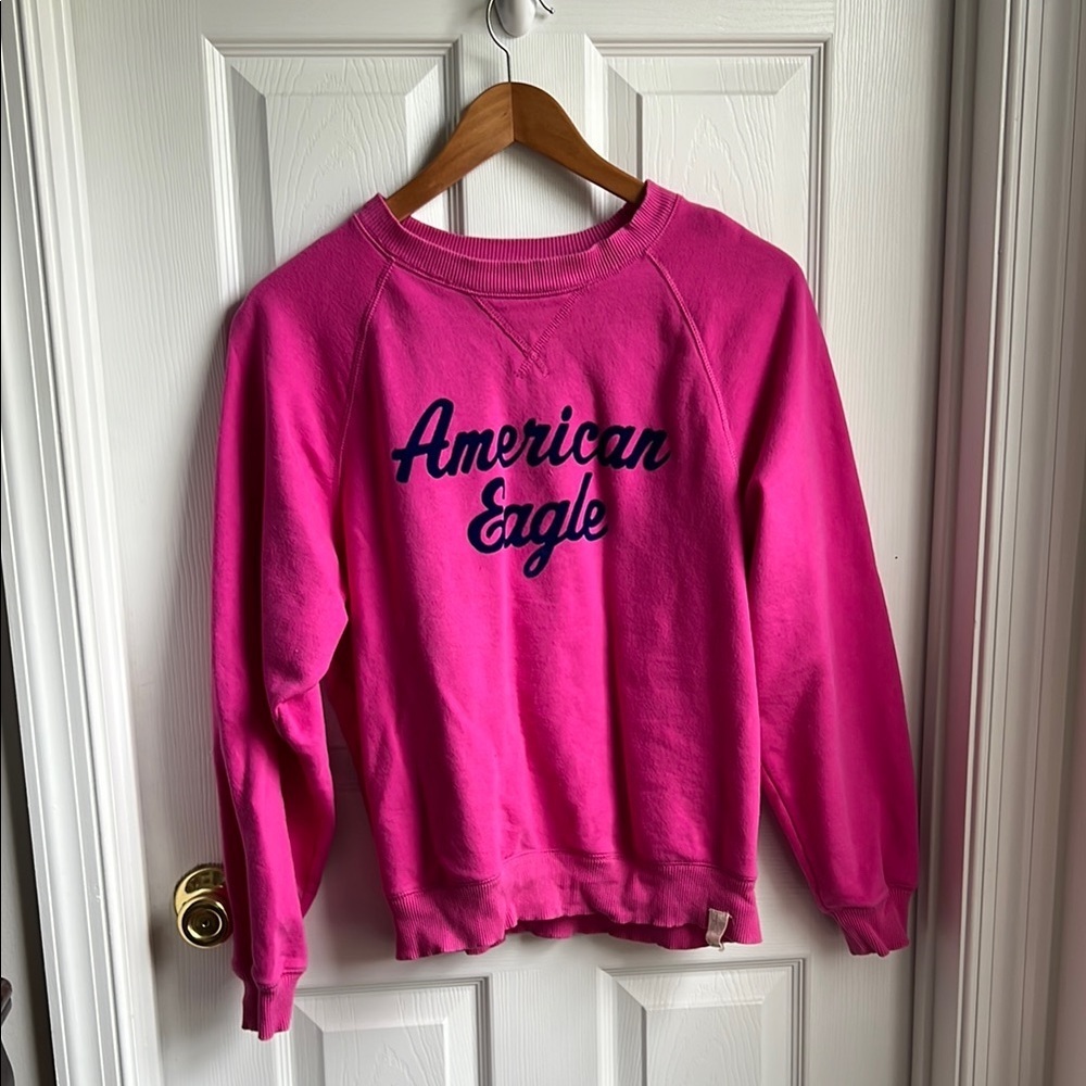 American Eagle Pink Logo Crewneck Sweatshirt Size Small